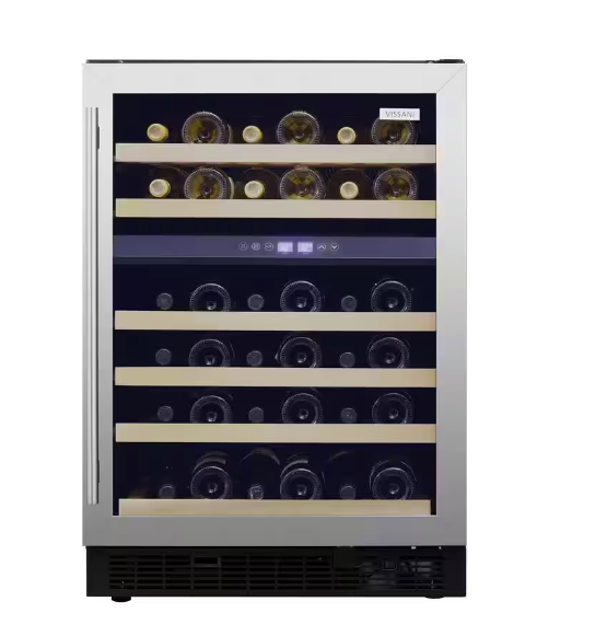 Vissani Dual Zone 24 in. Built-in 51-Bottle Wine Cooler in Stainless Steel