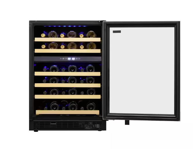 Vissani Dual Zone 24 in. Built-in 51-Bottle Wine Cooler in Stainless Steel