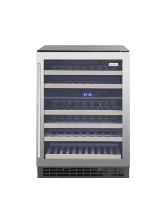 Vissani Dual Zone 24 in. Built-in 51-Bottle Wine Cooler in Stainless Steel