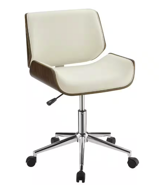 Coaster Addington Faux Leather Adjustable Height Office Chair in Ecru and Chrome