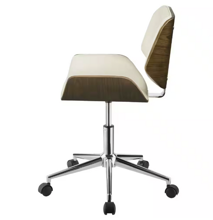 Coaster Addington Faux Leather Adjustable Height Office Chair in Ecru and Chrome