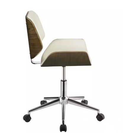 Coaster Addington Faux Leather Adjustable Height Office Chair in Ecru and Chrome