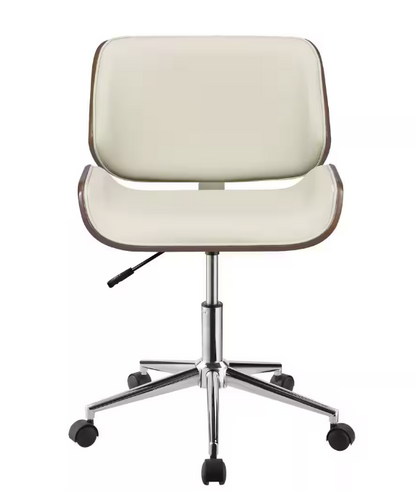 Coaster Addington Faux Leather Adjustable Height Office Chair in Ecru and Chrome