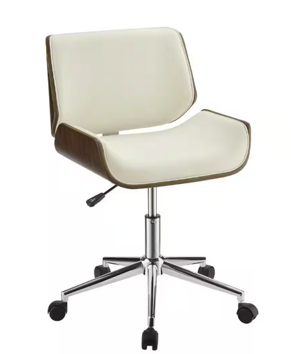 Coaster Addington Faux Leather Adjustable Height Office Chair in Ecru and Chrome