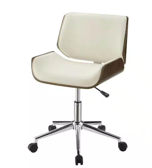 Coaster Addington Faux Leather Adjustable Height Office Chair in Ecru and Chrome