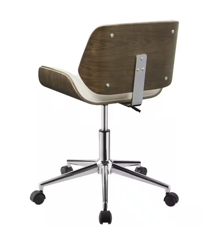 Coaster Addington Faux Leather Adjustable Height Office Chair in Ecru and Chrome