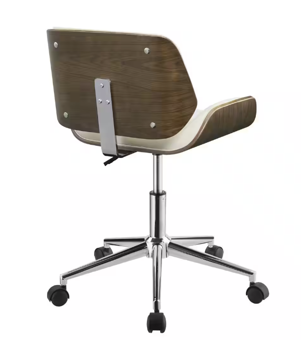 Coaster Addington Faux Leather Adjustable Height Office Chair in Ecru and Chrome