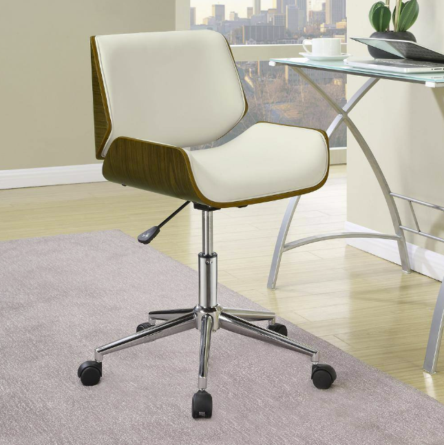 Coaster Addington Faux Leather Adjustable Height Office Chair in Ecru and Chrome