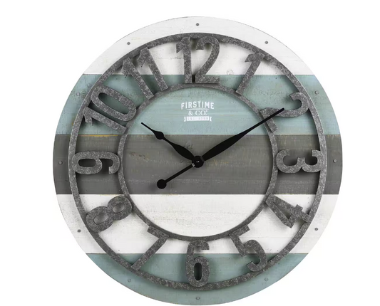 FirsTime & Co. Teal Shabby Farmhouse Planks Clock