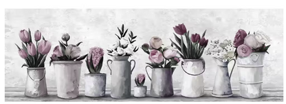 "Fresh Cut Flowers" by Parvez Taj Unframed Canvas Nature Art Print 10 in. x 30 in.