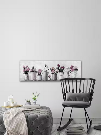 "Fresh Cut Flowers" by Parvez Taj Unframed Canvas Nature Art Print 10 in. x 30 in.