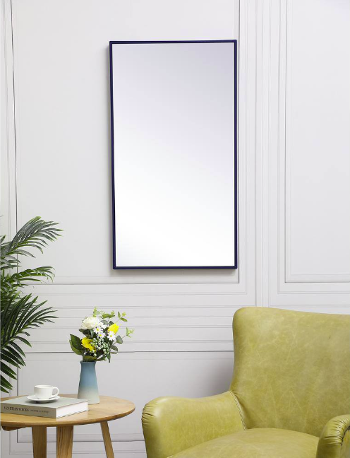 Medium Rectangle Blue Modern Mirror (36 in. H x 20 in. W)