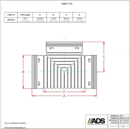 Advanced Drainage Systems 6 in. Singlewall Snap Tee