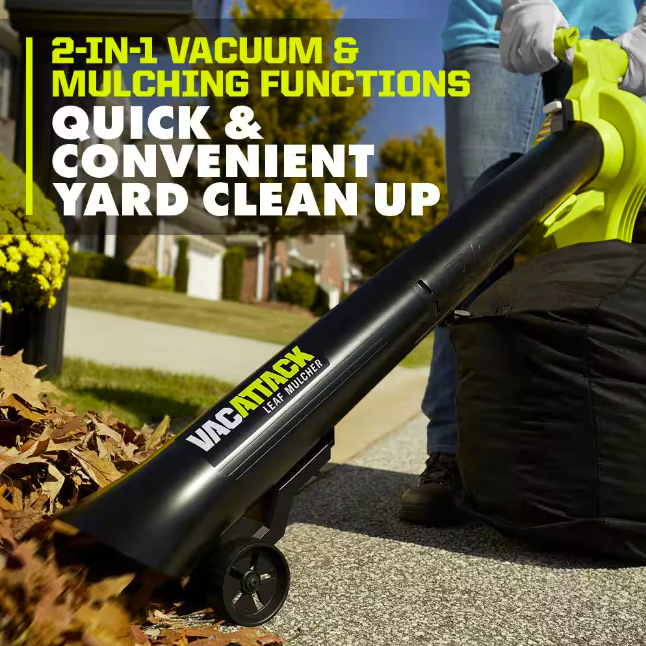 Ryobi 40V Vac Attack Cordless Leaf Vacuum/Mulcher with 5.0 Ah Battery and Charger