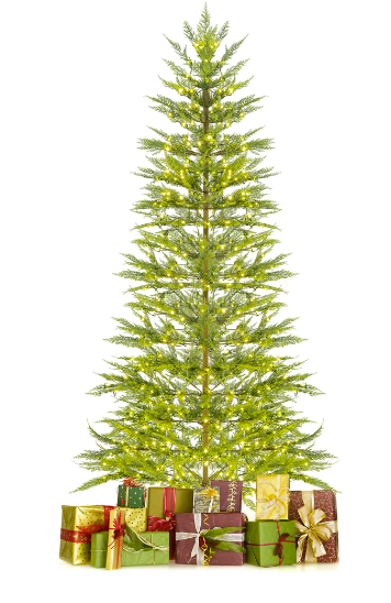 Costway 7.5 FT Pre-Lit Christmas Tree Hinged with 612 PE Branch Tips Timer & 540 Lights