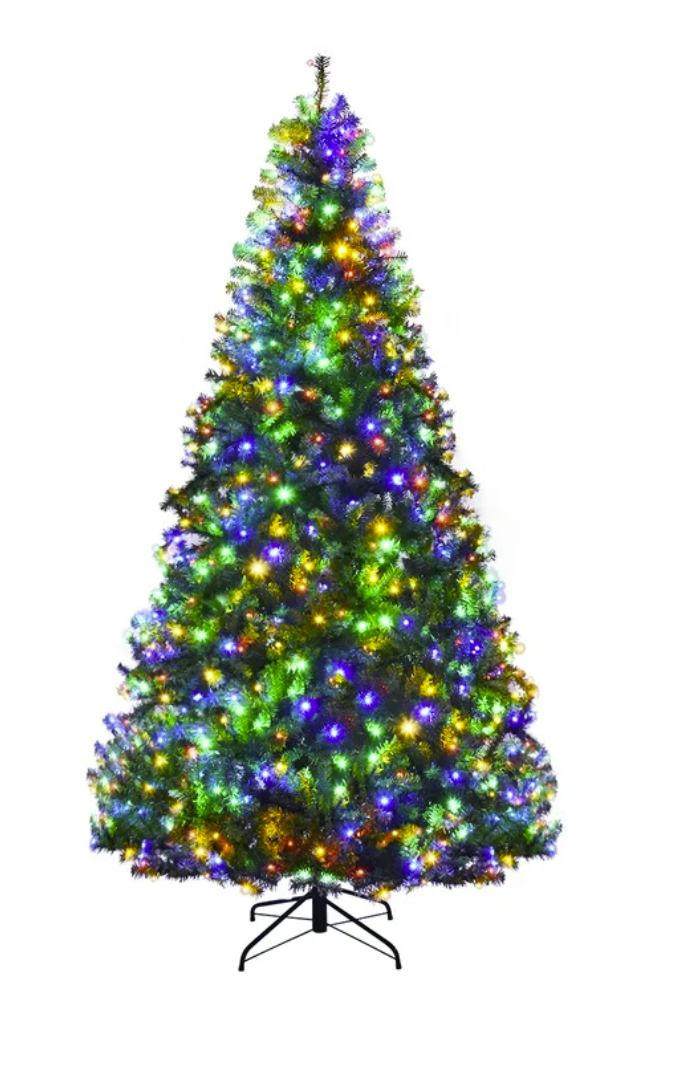 Costway 8Ft Pre-Lit Artificial Christmas Tree Hinged 750 LED Lights