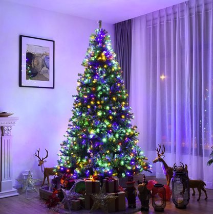 Costway 8Ft Pre-Lit Artificial Christmas Tree Hinged 750 LED Lights