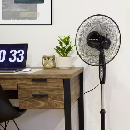 Hampton Bay 16 in. 3 Speed Digital Oscillating Standing Fan with Adjustable Height