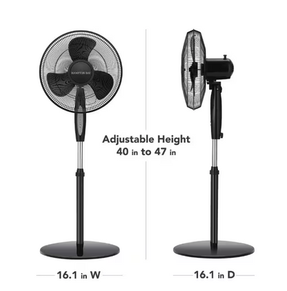 Hampton Bay 16 in. 3 Speed Digital Oscillating Standing Fan with Adjustable Height