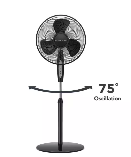 Hampton Bay 16 in. 3 Speed Digital Oscillating Standing Fan with Adjustable Height