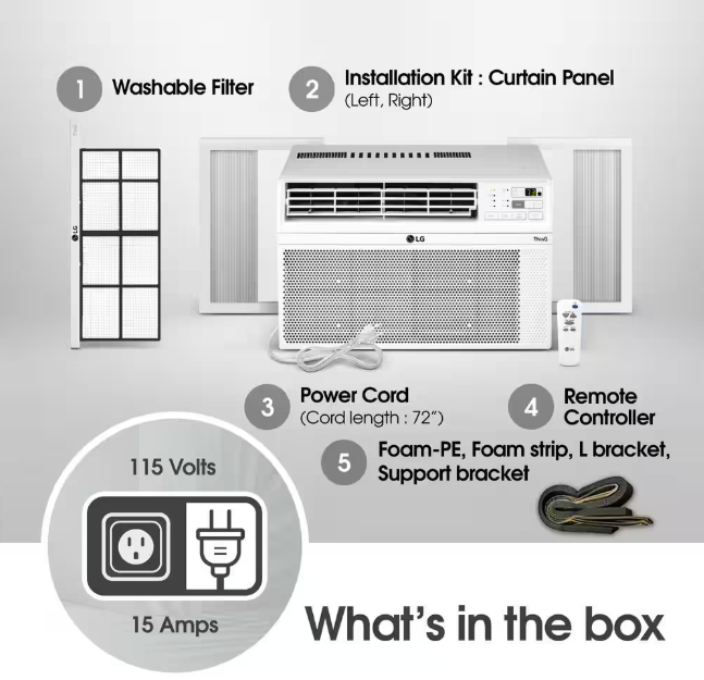 LG 10,000 BTU 115V Window Air Conditioner Cools 450 sq. ft. with Wi-Fi, Remote and Dehumidifier in White