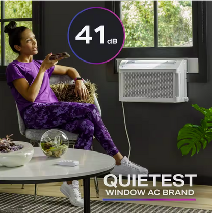 GE Profile ClearView Ultra Quiet 8,300 BTU 115V Window Air Conditioner Cools 350 Sq. Ft. Quiet in White