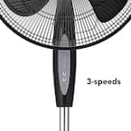 16 in. 3 Speed Digital Oscillating Standing Fan with Adjustable Height