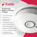 10 Year Worry-Free 2-Pack Battery Powered Interconnected Smoke Detector with Photoelectric Sensor and Voice Alerts