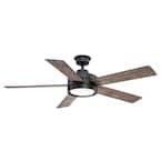 Baxtan 56 in. Indoor Matte Black Ceiling Fan with Warm White Integrated LED with Remote Included