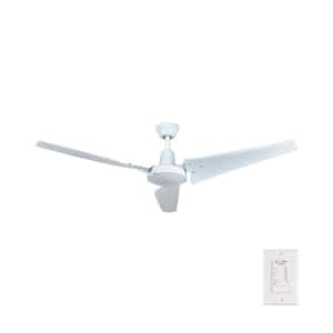 Tager 60 in. Smart Indoor/Outdoor Matte White Ceiling Fan without Light with Remote Powered by Hubspace