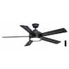 Baxtan 56 in. Indoor Matte Black Ceiling Fan with Warm White Integrated LED with Remote Included