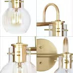 Modern Vanity Light 4-Light Gold 28.5 in. Wall Light with Globe Clear Glass Shades for Bathroom