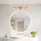 Modern Vanity Light 4-Light Gold 28.5 in. Wall Light with Globe Clear Glass Shades for Bathroom