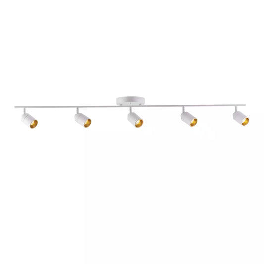 Shura 5-Light White Integrated LED Track Light with Rotatable Heads, 4 ft. Fixed Track Lighting Kit, 3000k, 2450 Lumens